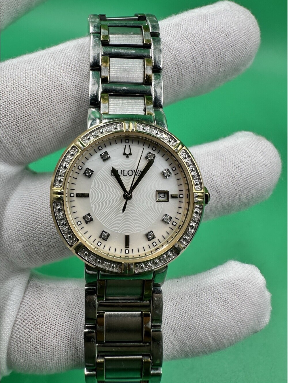 Bulova 98R260 Diamond Bezel/Dial Gold/Silver Tone Stainless Steel Women's Watch